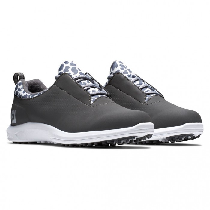 Women's Footjoy Leisure Spikeless Golf Shoes Charcoal / Leopard Print | USA-LG7812