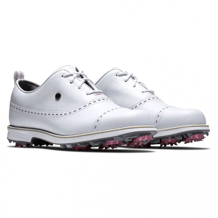 Women's Footjoy Premiere Series - Cap Toe Spiked Golf Shoes White | USA-EG5169