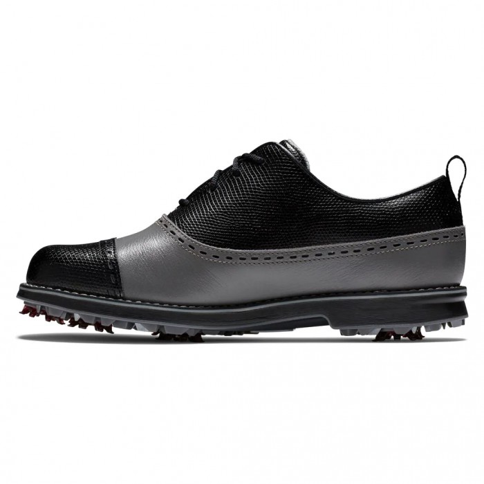 Women's Footjoy Premiere Series - Cap Toe Spiked Golf Shoes Charcoal / Black | USA-PJ2574