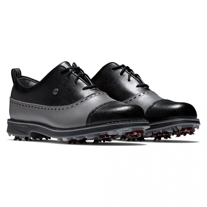 Women's Footjoy Premiere Series - Cap Toe Spiked Golf Shoes Charcoal / Black | USA-PJ2574