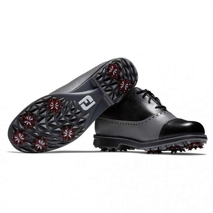 Women's Footjoy Premiere Series - Cap Toe Spiked Golf Shoes Charcoal / Black | USA-PJ2574