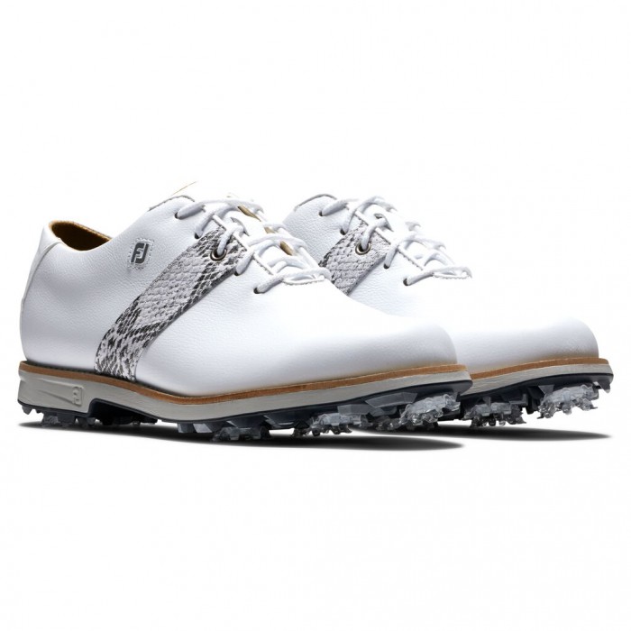 Women's Footjoy Premiere Series Spiked Golf Shoes White / Multi Croc Print | USA-LW1365