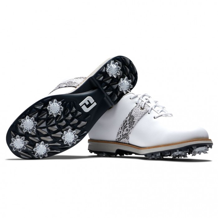 Women's Footjoy Premiere Series Spiked Golf Shoes White / Multi Croc Print | USA-LW1365