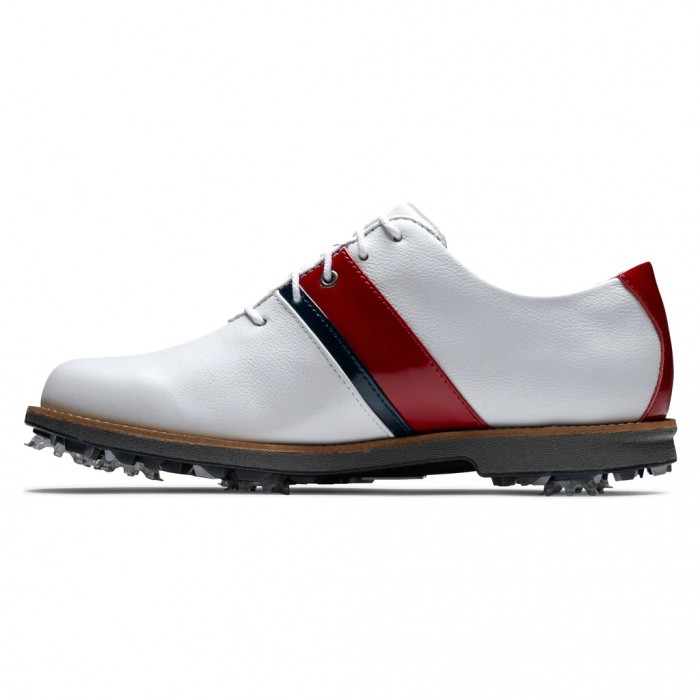 Women's Footjoy Premiere Series - Traditional Spiked Golf Shoes White / Red Patent / Navy Patent | U