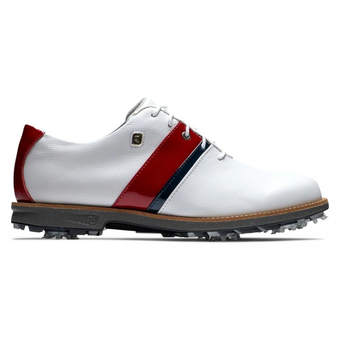 Women\'s Footjoy Premiere Series - Traditional Spiked Golf Shoes White / Red Patent / Navy Patent | U