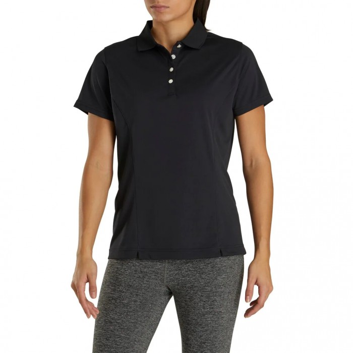 Women's Footjoy ProDry Interlock Knit Collar Shirts Black | USA-NU8962