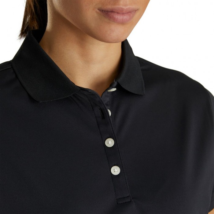 Women's Footjoy ProDry Interlock Knit Collar Shirts Black | USA-NU8962