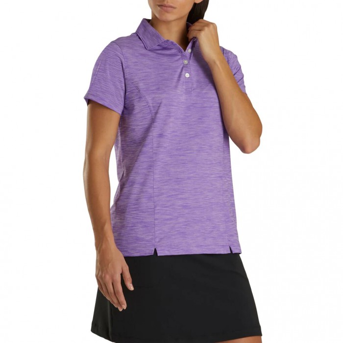 Women's Footjoy ProDry Interlock Self Collar Shirts Space Dye Violet | USA-EZ6847