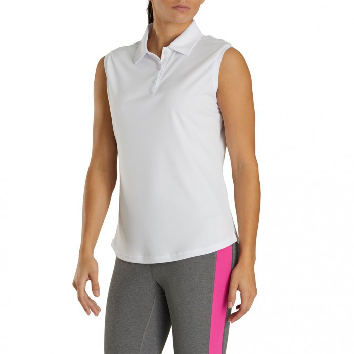 Women's Footjoy ProDry Interlock Sleeveless Self Collar Shirts White | USA-BJ0748