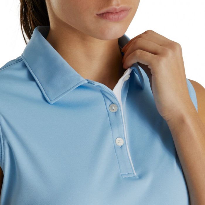 Women's Footjoy ProDry Interlock Sleeveless Self Collar Shirts Light Blue | USA-IE0861