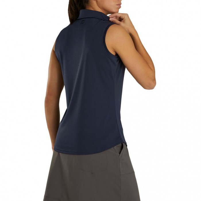 Women's Footjoy ProDry Interlock Sleeveless Self Collar Shirts Navy | USA-KS6041