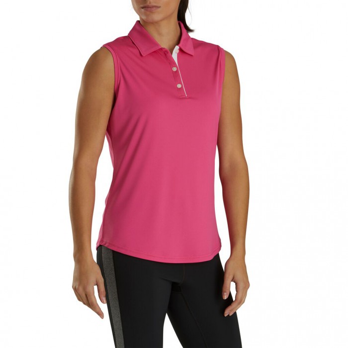 Women's Footjoy ProDry Interlock Sleeveless Self Collar Shirts Hot Pink | USA-PM0385