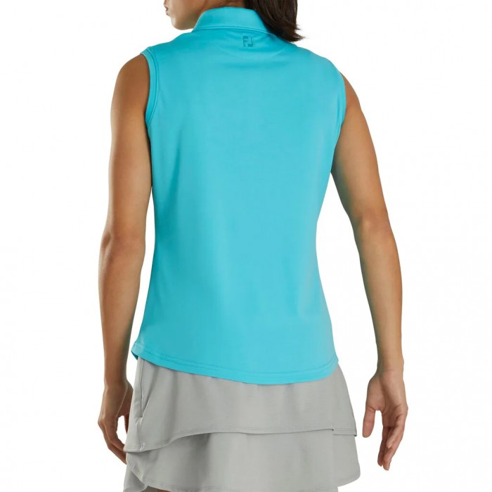 Women's Footjoy ProDry Interlock Sleeveless Self Collar Shirts Aqua | USA-RL9153