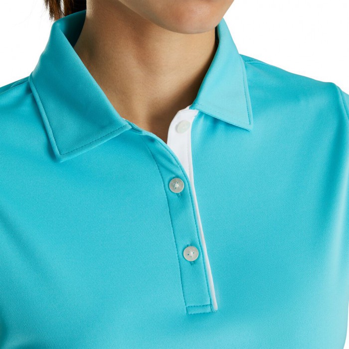 Women's Footjoy ProDry Interlock Sleeveless Self Collar Shirts Aqua | USA-RL9153