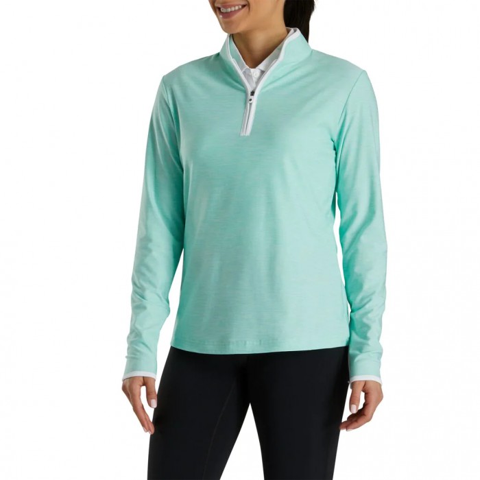 Women's Footjoy Quarter-Zip Space Dye Mid-Layer Jacket Aquamarine | USA-AF4263