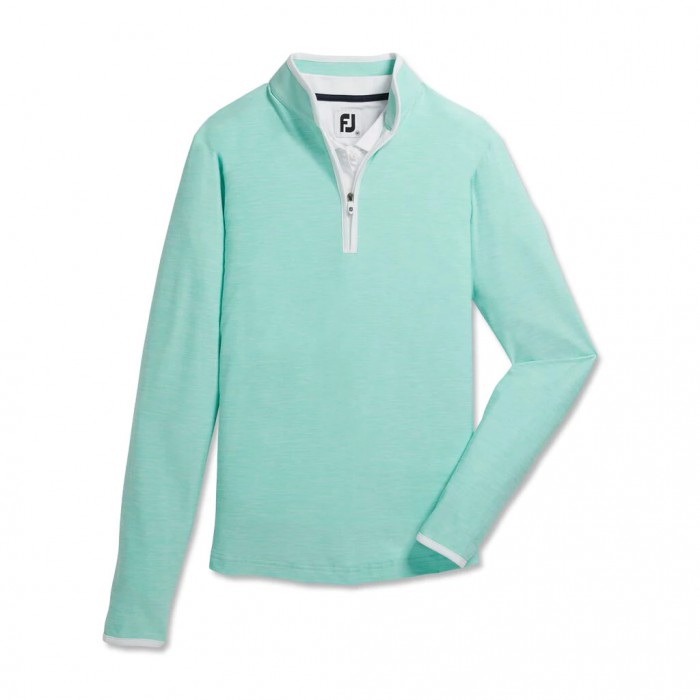 Women\'s Footjoy Quarter-Zip Space Dye Mid-Layer Jacket Aquamarine | USA-AF4263