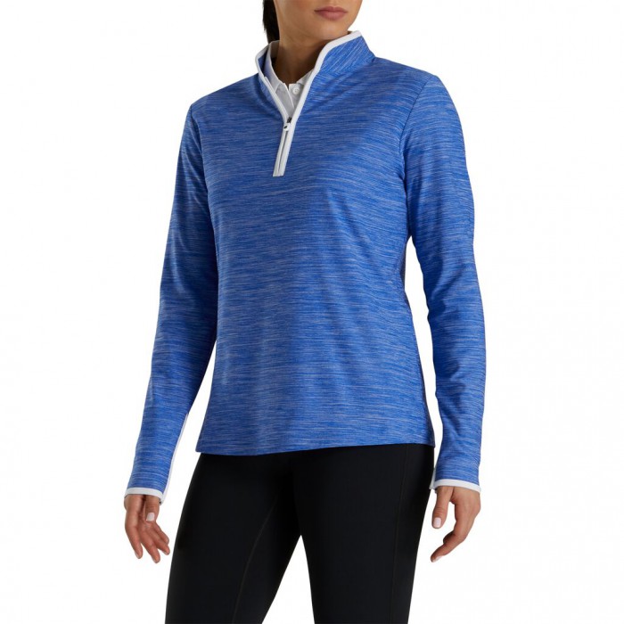 Women's Footjoy Quarter-Zip Space Dye Mid-Layer Jacket Cobalt | USA-BE1653