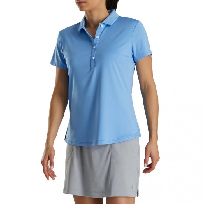 Women's Footjoy Solid Lisle Self Collar Shirts Light Blue | USA-CU8124