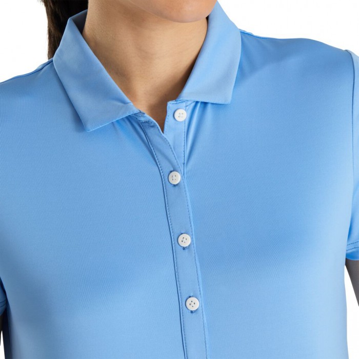 Women's Footjoy Solid Lisle Self Collar Shirts Light Blue | USA-CU8124