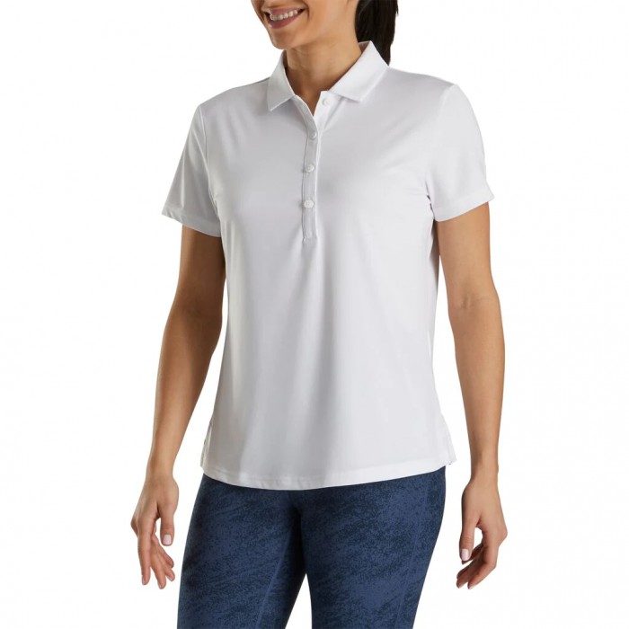 Women's Footjoy Solid Lisle Self Collar Shirts White | USA-KE3604