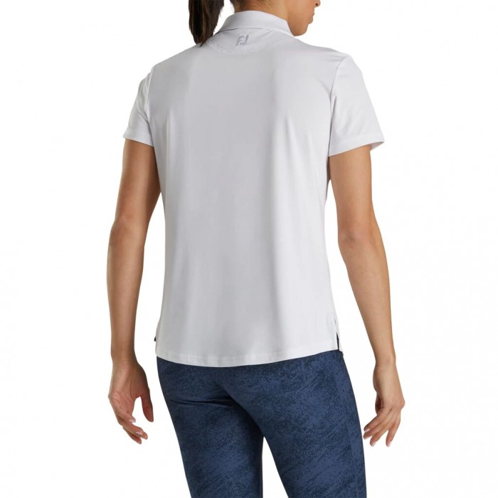 Women's Footjoy Solid Lisle Self Collar Shirts White | USA-KE3604