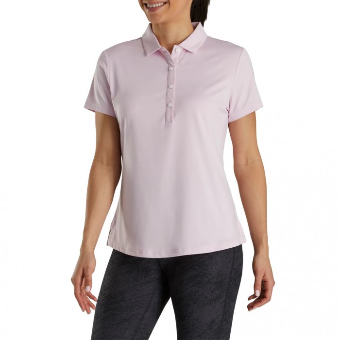 Women's Footjoy Solid Lisle Self Collar Shirts Light Pink | USA-LP6329