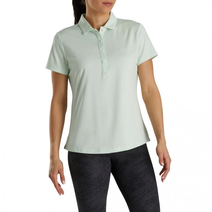 Women's Footjoy Solid Lisle Self Collar Shirts Mint | USA-LZ0763