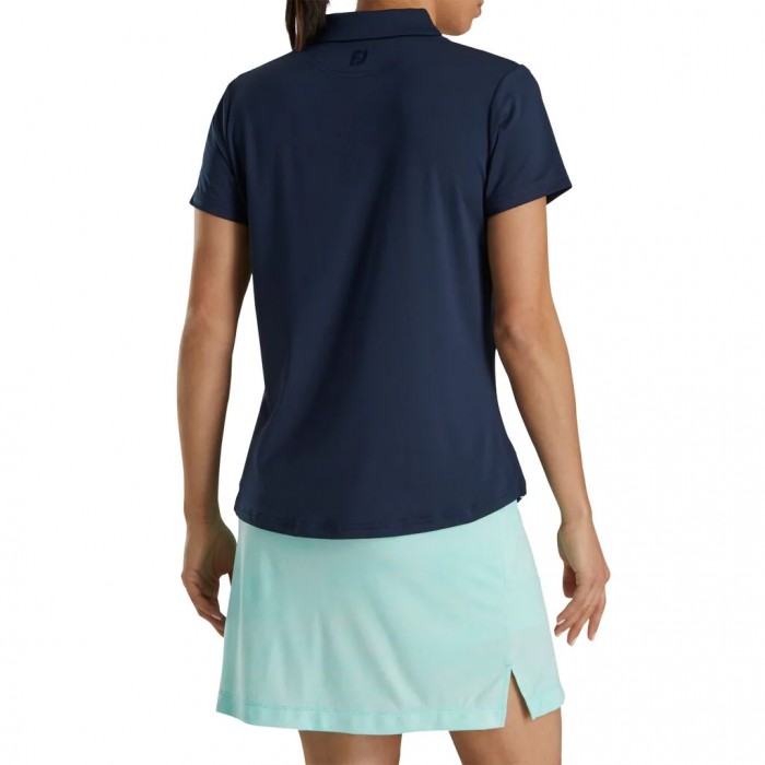 Women's Footjoy Solid Lisle Self Collar Shirts Navy | USA-XM4168