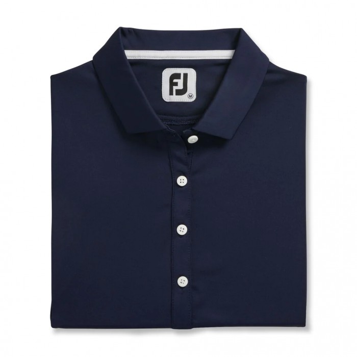 Women\'s Footjoy Solid Lisle Self Collar Shirts Navy | USA-XM4168