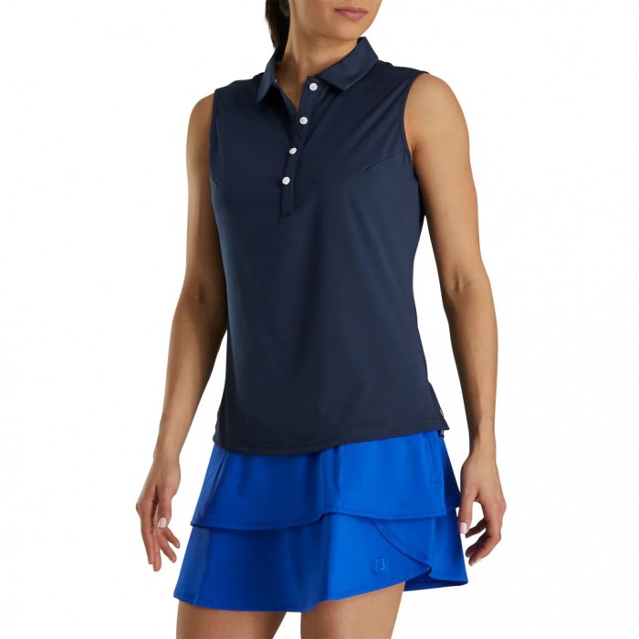 Women's Footjoy Solid Lisle Sleeveless Shirts Navy | USA-KF5614