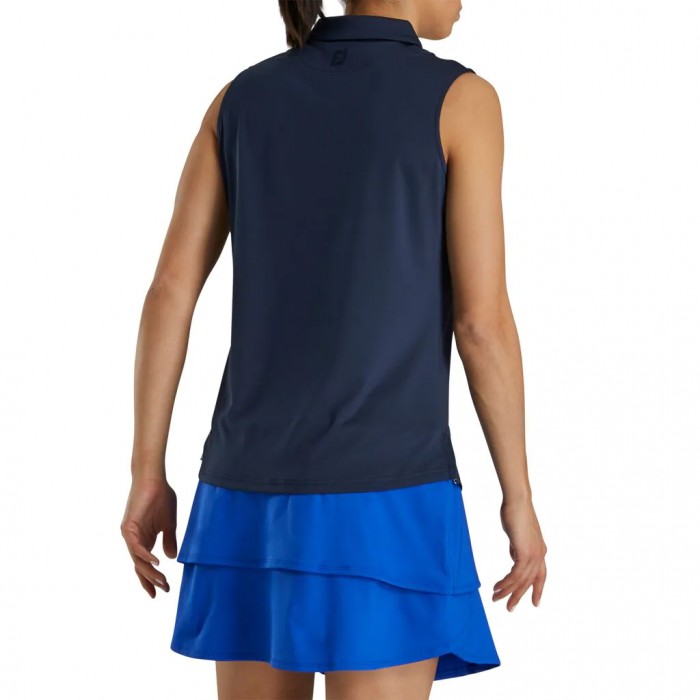 Women's Footjoy Solid Lisle Sleeveless Shirts Navy | USA-KF5614