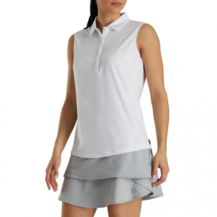 Women's Footjoy Solid Lisle Sleeveless Shirts White | USA-MQ5742