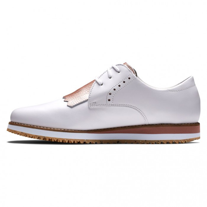 Women's Footjoy Sport Retro - Kiltie Spikeless Golf Shoes White / Rose | USA-KO4095