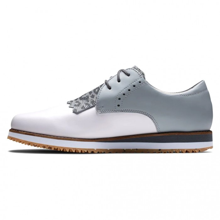 Women's Footjoy Sport Retro - Kiltie Spikeless Golf Shoes White / Light Grey | USA-VI6198