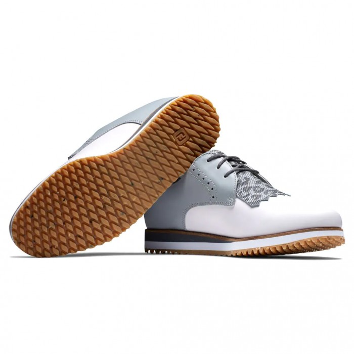 Women's Footjoy Sport Retro - Kiltie Spikeless Golf Shoes White / Light Grey | USA-VI6198