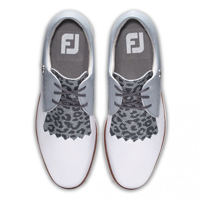 Women's Footjoy Sport Retro - Kiltie Spikeless Golf Shoes White / Light Grey | USA-VI6198