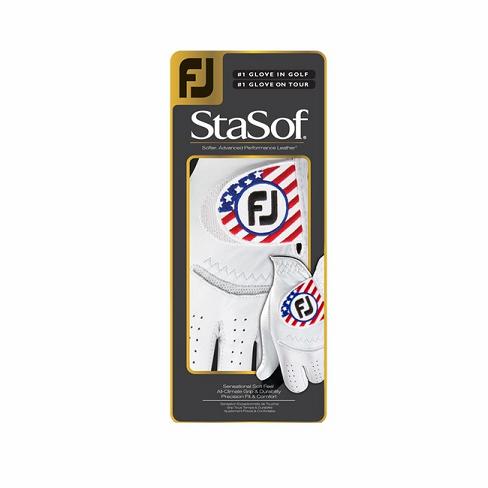 Women's Footjoy StaSof Flag Golf Gloves White | USA-AK6480