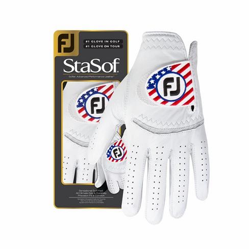 Women\'s Footjoy StaSof Flag Golf Gloves White | USA-AK6480